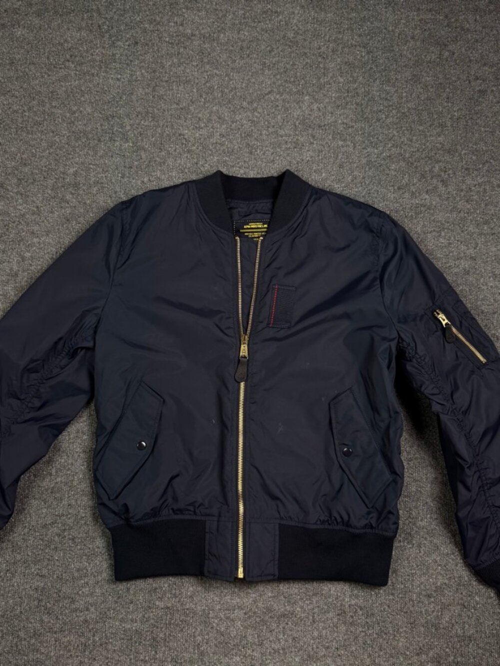 Alpha Industries Bomber Jacket Mens XL Navy Gold MA-1 Flight